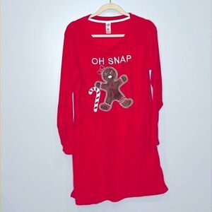 Sheep & Co. Red Gingerbread Christmas Nightshirt Size Medium